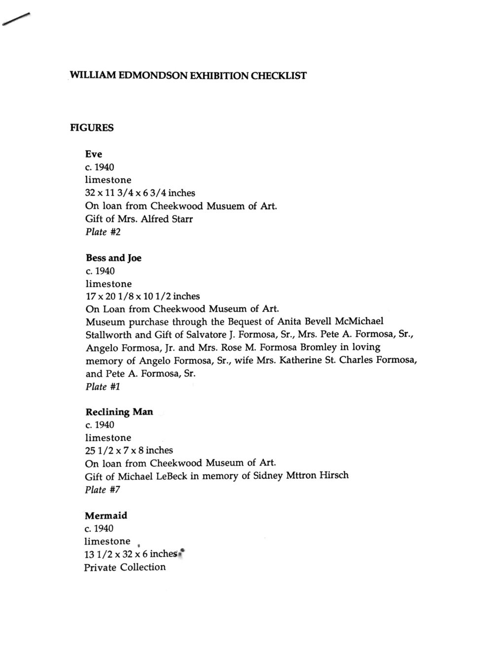 1995 01 william edmondson show checklist 1 1000 xxx q85